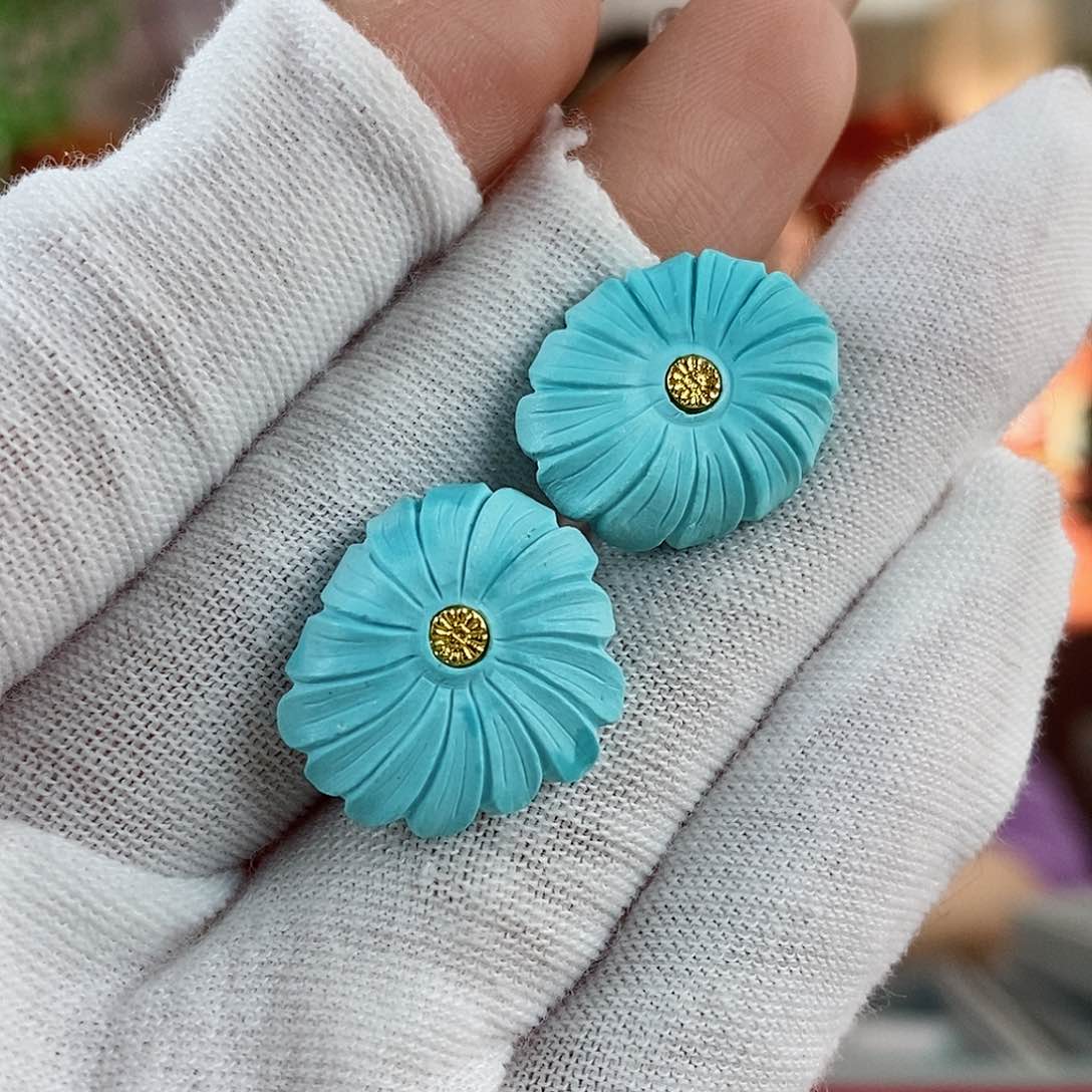 绿松石珠宝奇石18K金镶嵌