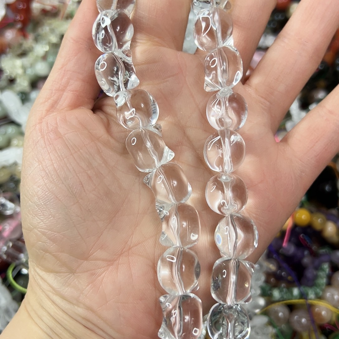 玛瑙/玉髓未镶嵌珠宝半成品，压电白水猫头25颗