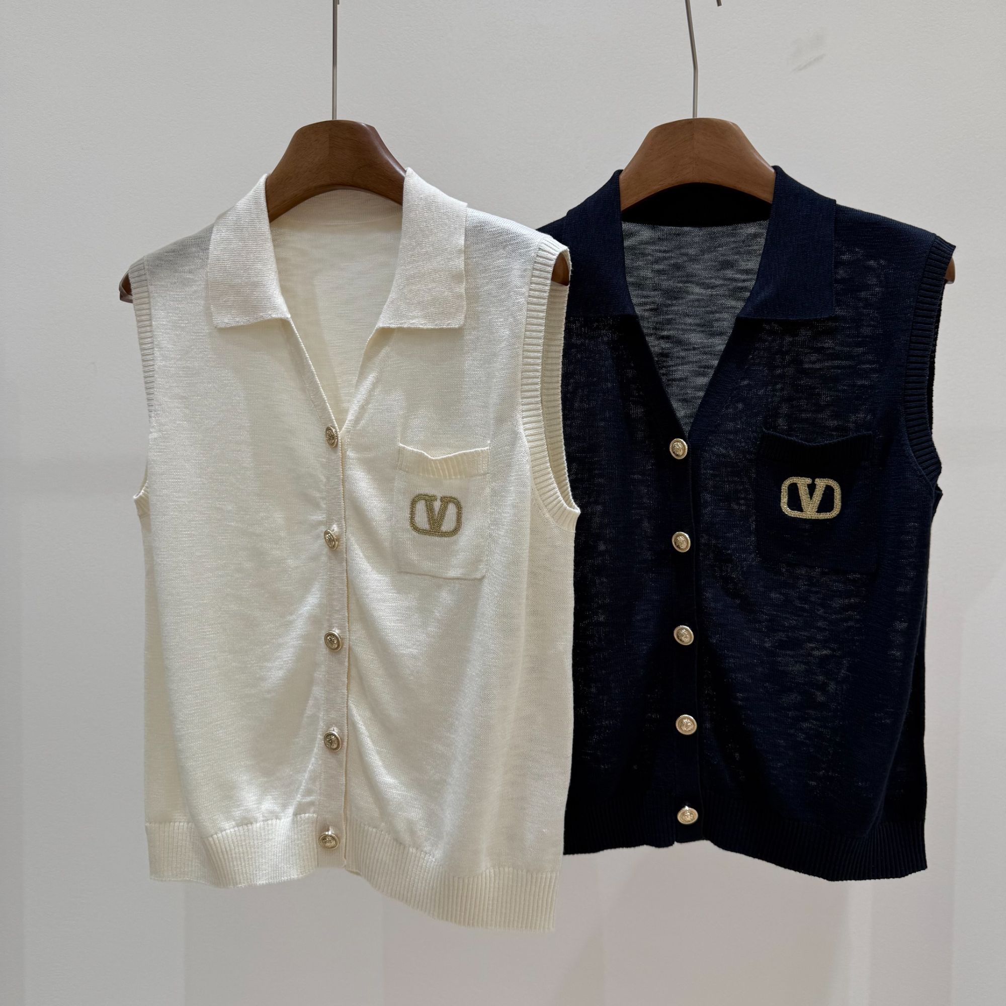 无袖气质女夏季V领春季上衣开衫刺绣宽松毛针织衫b145