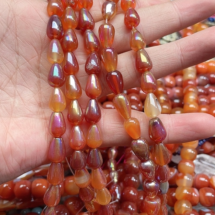 玛瑙/玉髓珠宝半成品未镶嵌一条8x12mm红玛瑙水滴