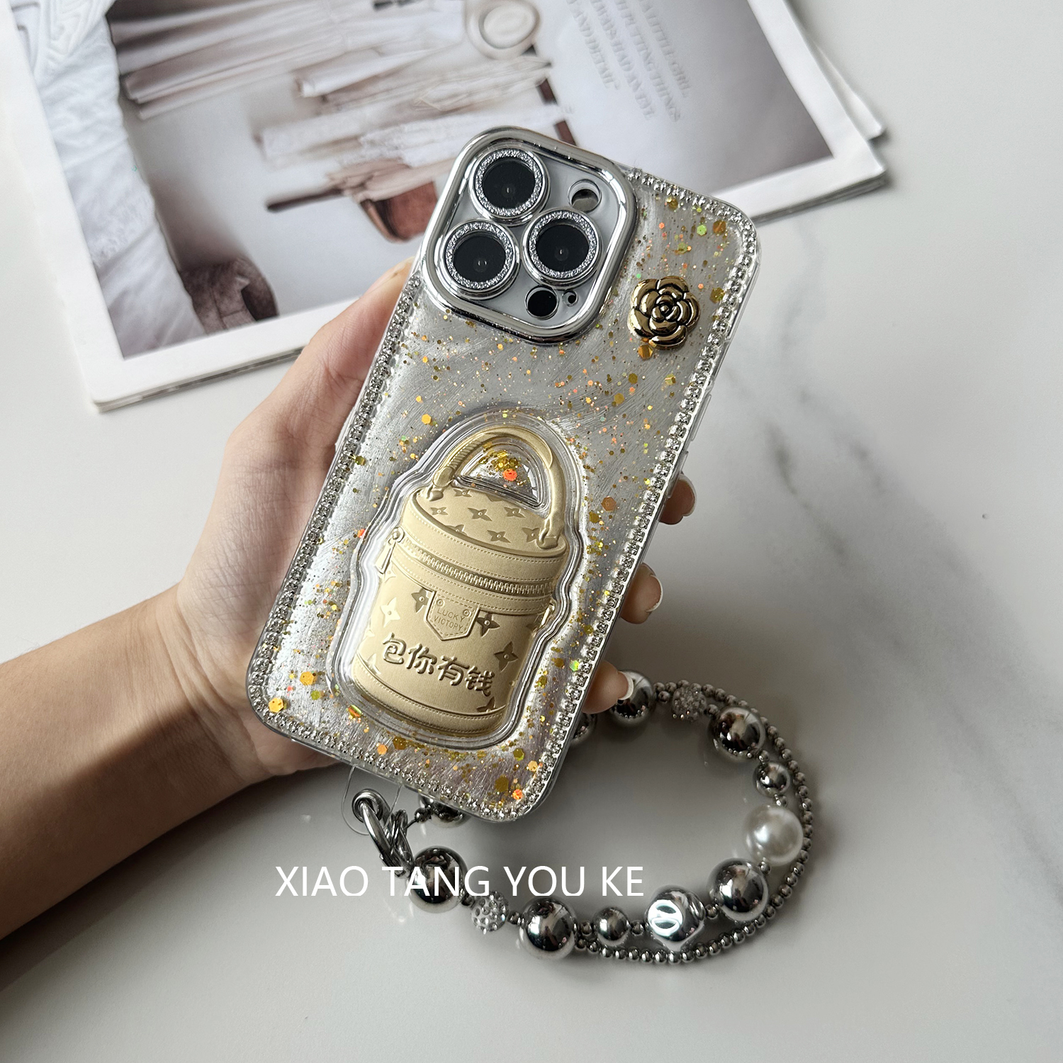 滴胶金箔新年款创意包包手机壳适用苹果华为小米OPPOvivoiPhone17