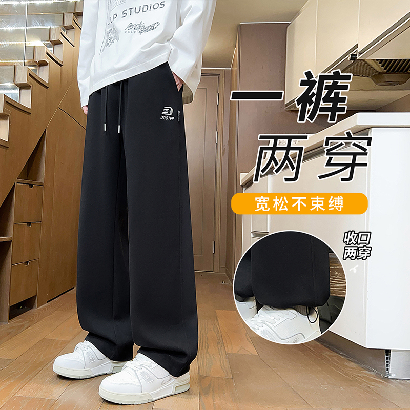 青少年学生春秋季新款帅气韩版休闲直筒卫裤宽松休闲运动长裤男装