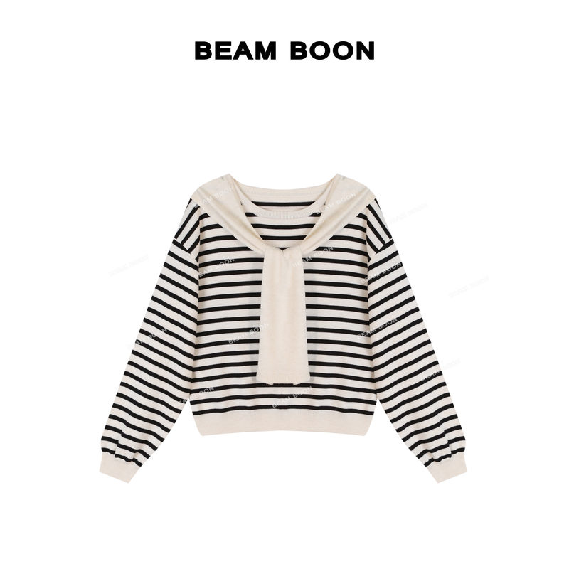 【沿海咖啡馆】海军风~软糯蚕丝羊毛紧密超细披肩两件套针织衫