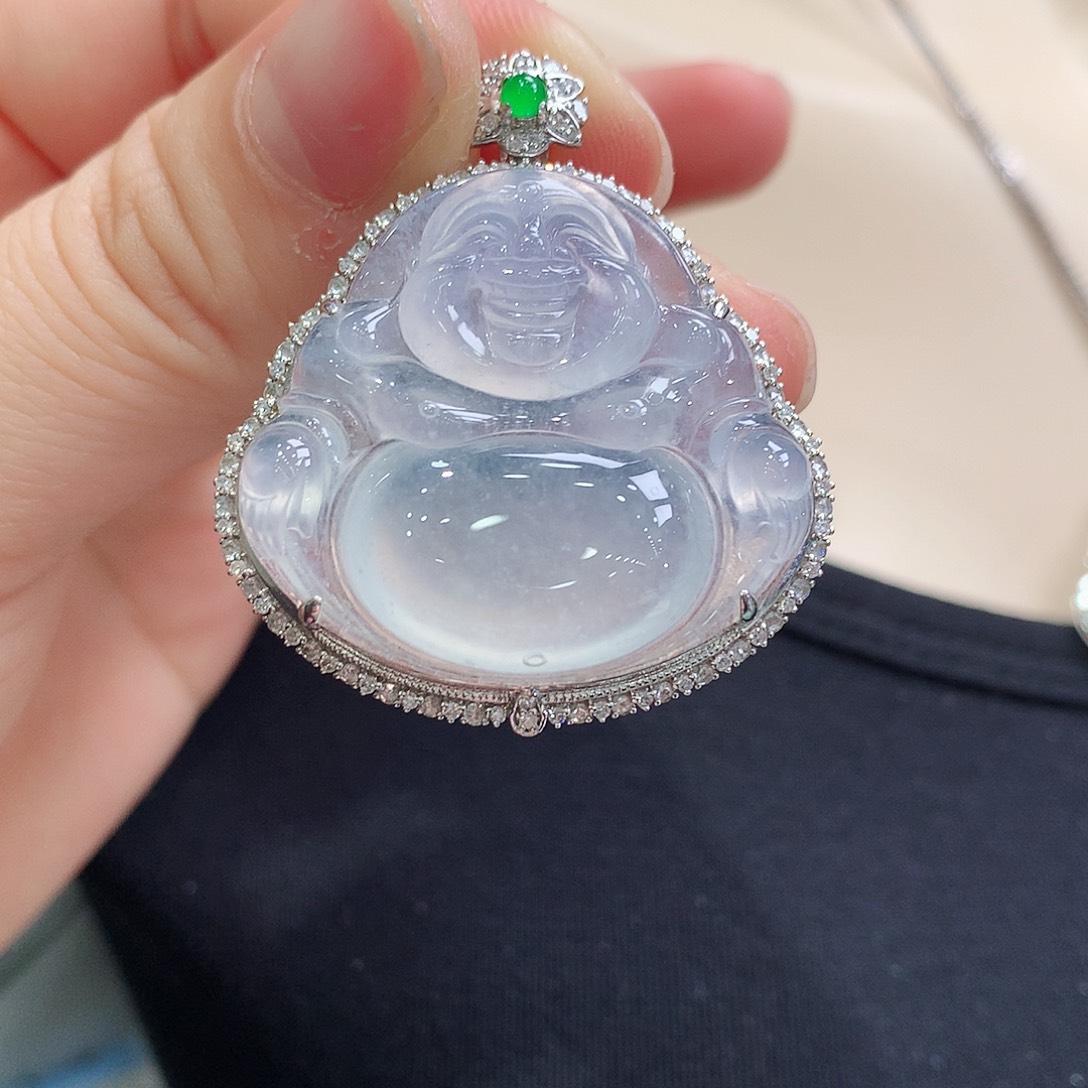 翡翠颈饰18K金镶嵌佛公