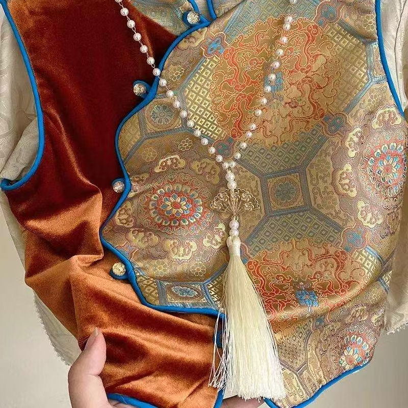 新中式儿童加棉加厚汉服休闲马甲过年拜年服外套