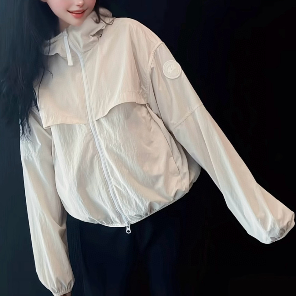 未使用 CANADA GOOSE 徽标拉链连帽夹克外套 S码 D19146