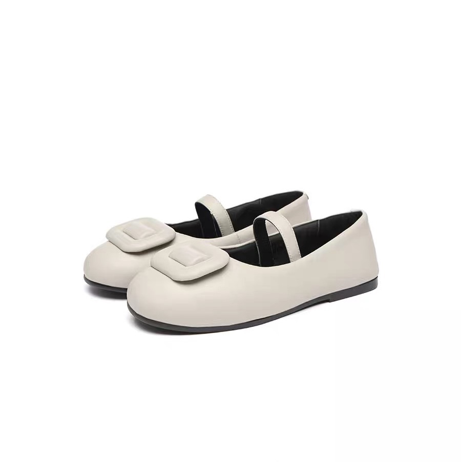 C2864 米灰色  高端时尚平跟圆头舒适面包浅口女单鞋 