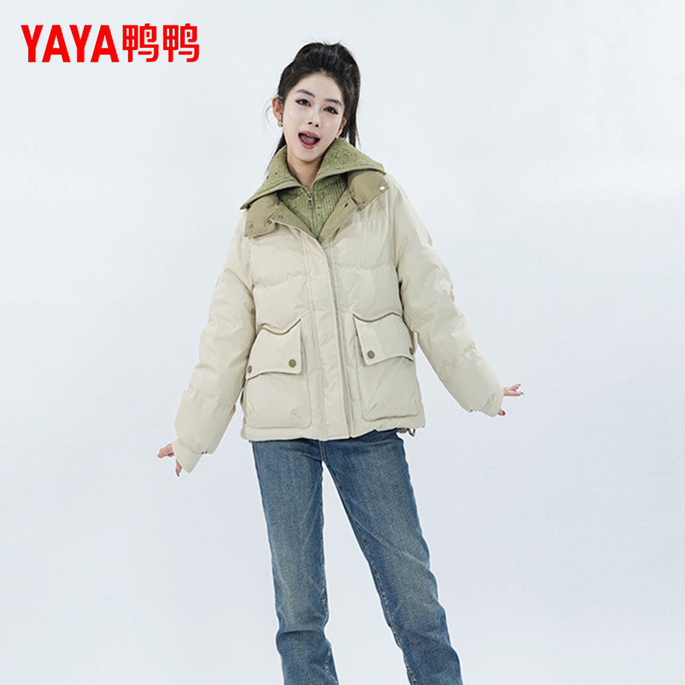 YAYA/鸭鸭秋冬新款女士90绒短款时尚百搭保暖外套宽松加厚羽绒服