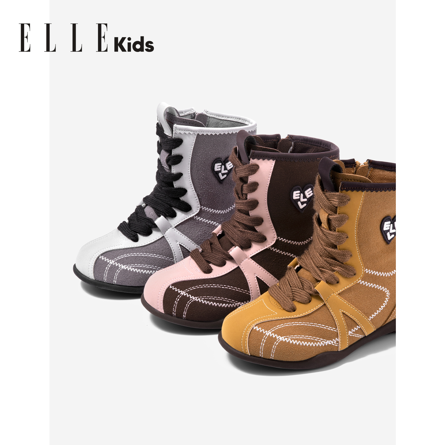 ELLEkids童靴 软底女童拳击鞋2025秋季新款女孩鞋休闲鞋儿童靴子