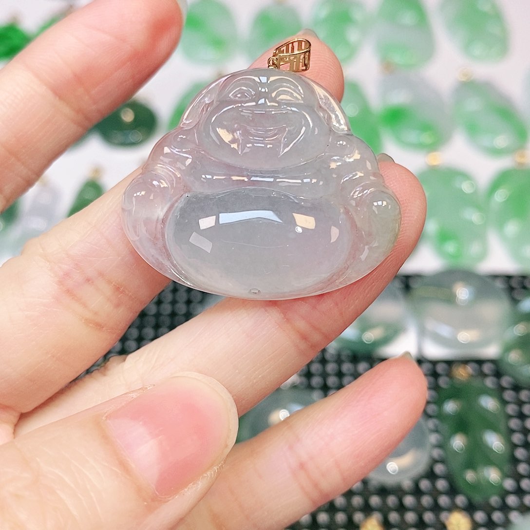 翡翠吊坠(不含链)18K金镶嵌