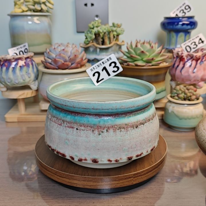 红陶景德镇手工陶瓷盆 口13.5