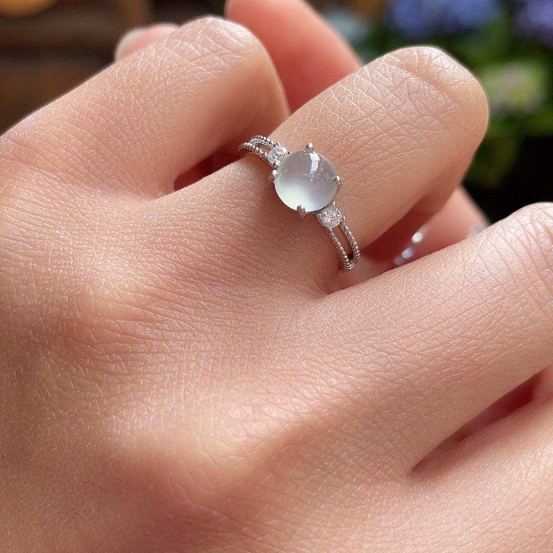 银S925镶嵌戒指翡翠翡翠戒指