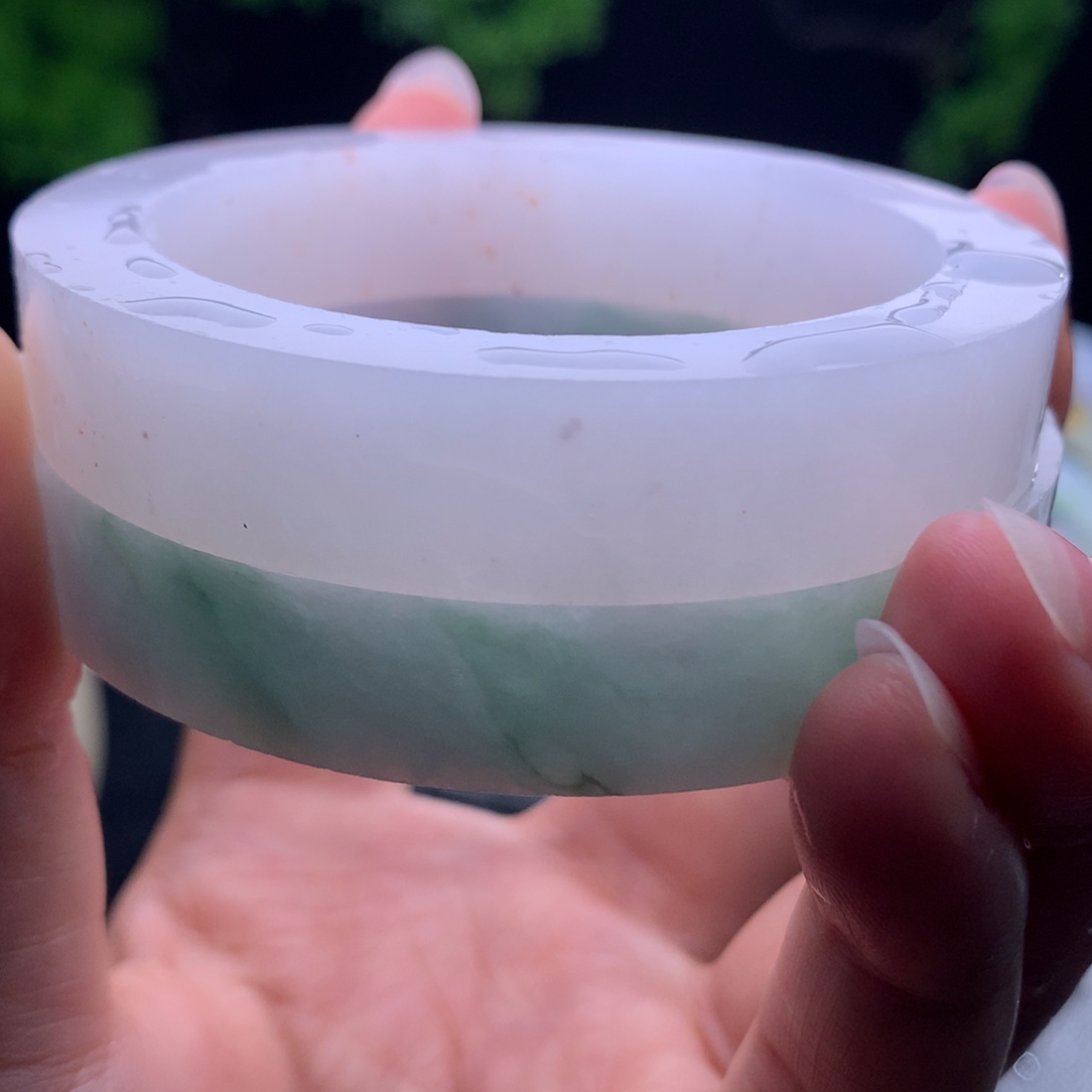 定制翡翠翡翠手镯未镶嵌冰胶白月光漏