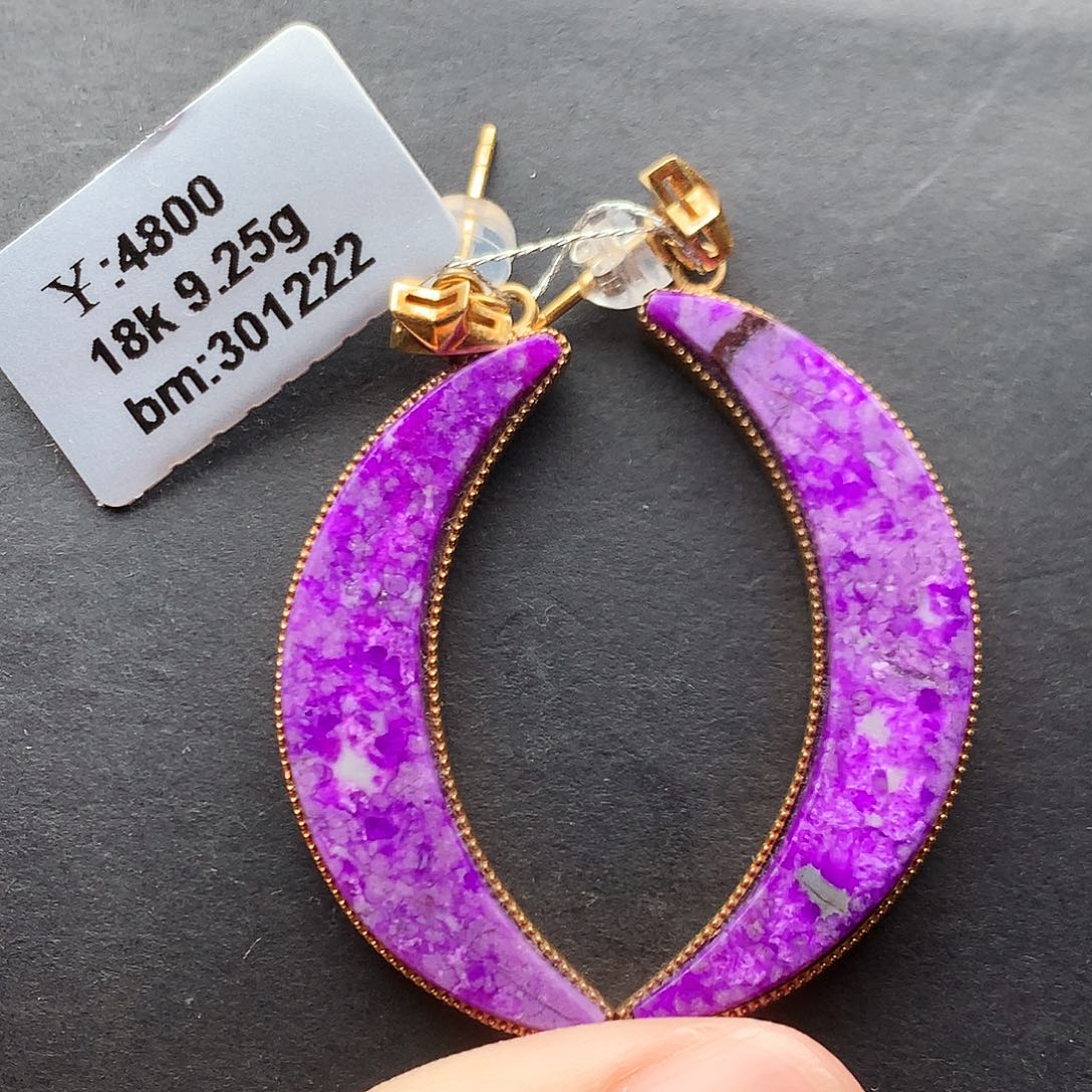 苏纪石（舒俱来）18K金镶嵌耳饰