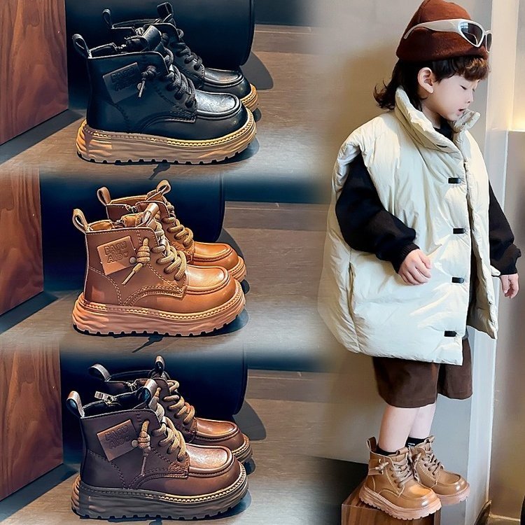儿童马丁靴加绒保暖2025新款冬季二棉鞋英伦风防滑短靴时尚