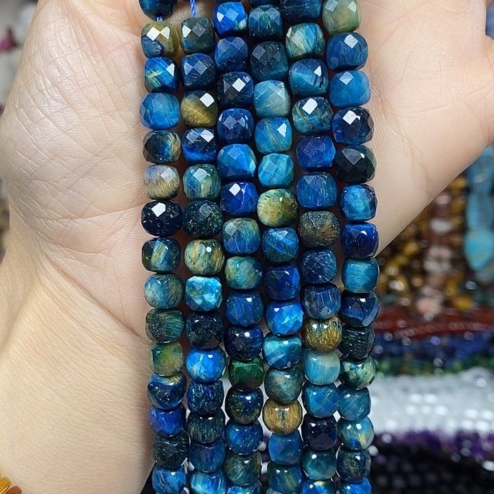 玛瑙/玉髓未镶嵌珠宝半成品虎眼切面方糖卡7mm