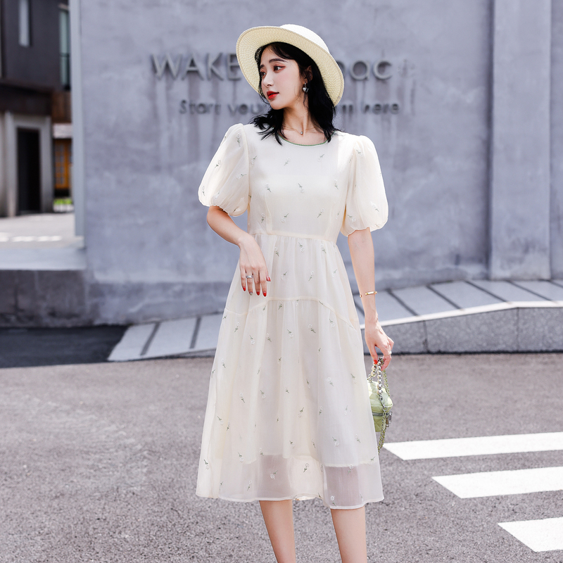 时尚气质甜美短袖连衣裙SXL22509