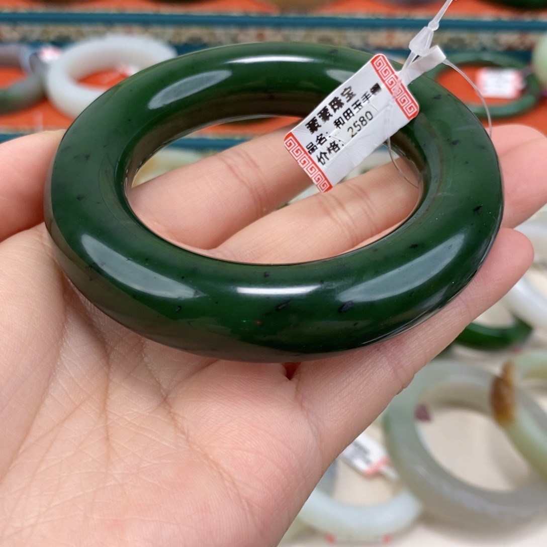 紫***号和田玉未镶嵌手镯新疆碧玉手镯55.3#