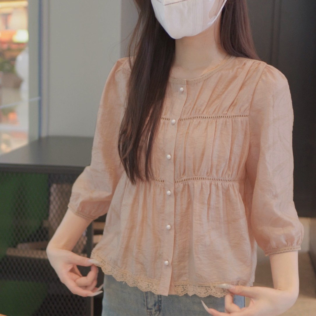 【大脸哈】甜美衬衫女2025年新款宽松显瘦开衫上衣小众气质