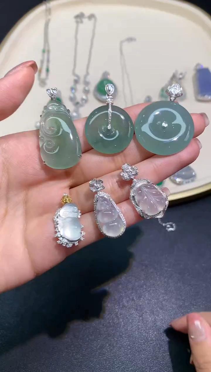 【彩虹盘】翡翠吊坠-多样性发一件-18K金镶嵌-XY01 |CXQ21