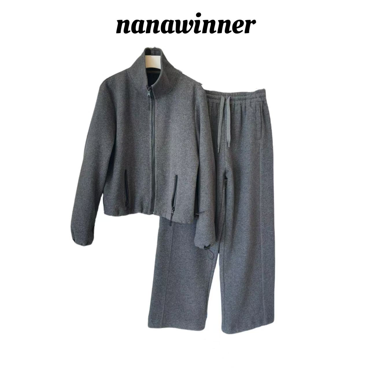 nanawinner-【MM苏力套装】苏力绒拉链两件套可束脚穿套装
