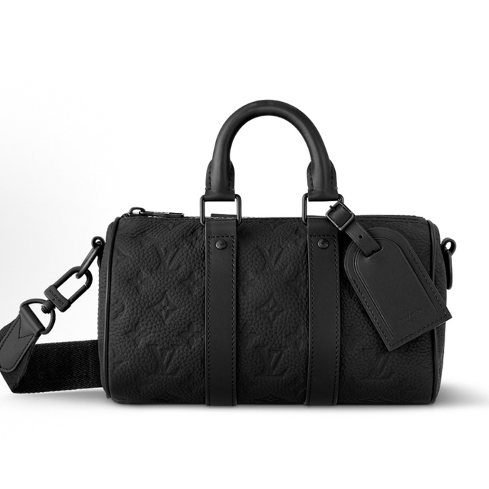 未使用 LouisVuitton/路易威登 keepall25 黑色压纹手提肩包  芯