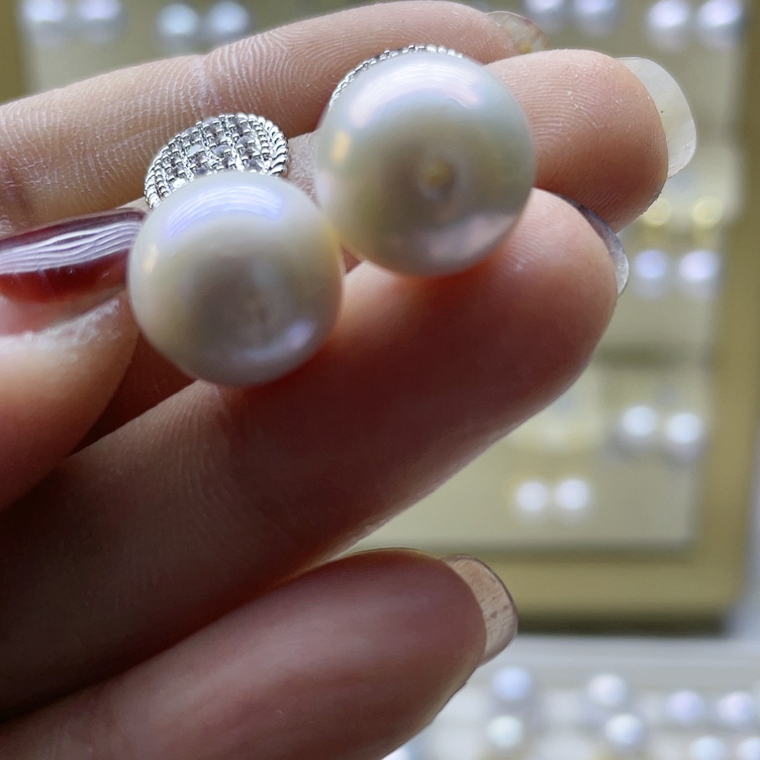 淡水珍珠耳饰银S925镶嵌