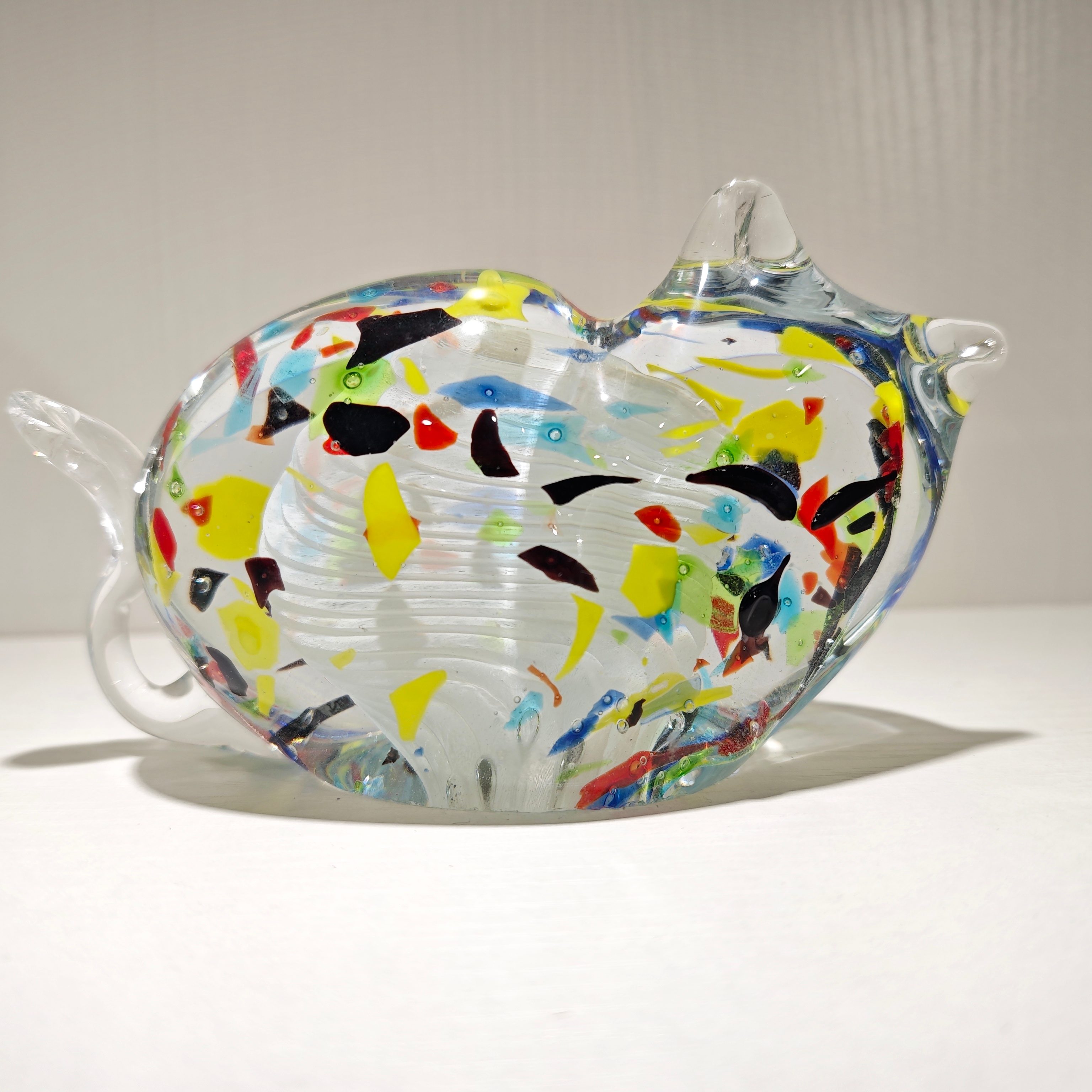 博山老美琉 纯手工琉璃彩粒猫替代瑕疵小鱼杯