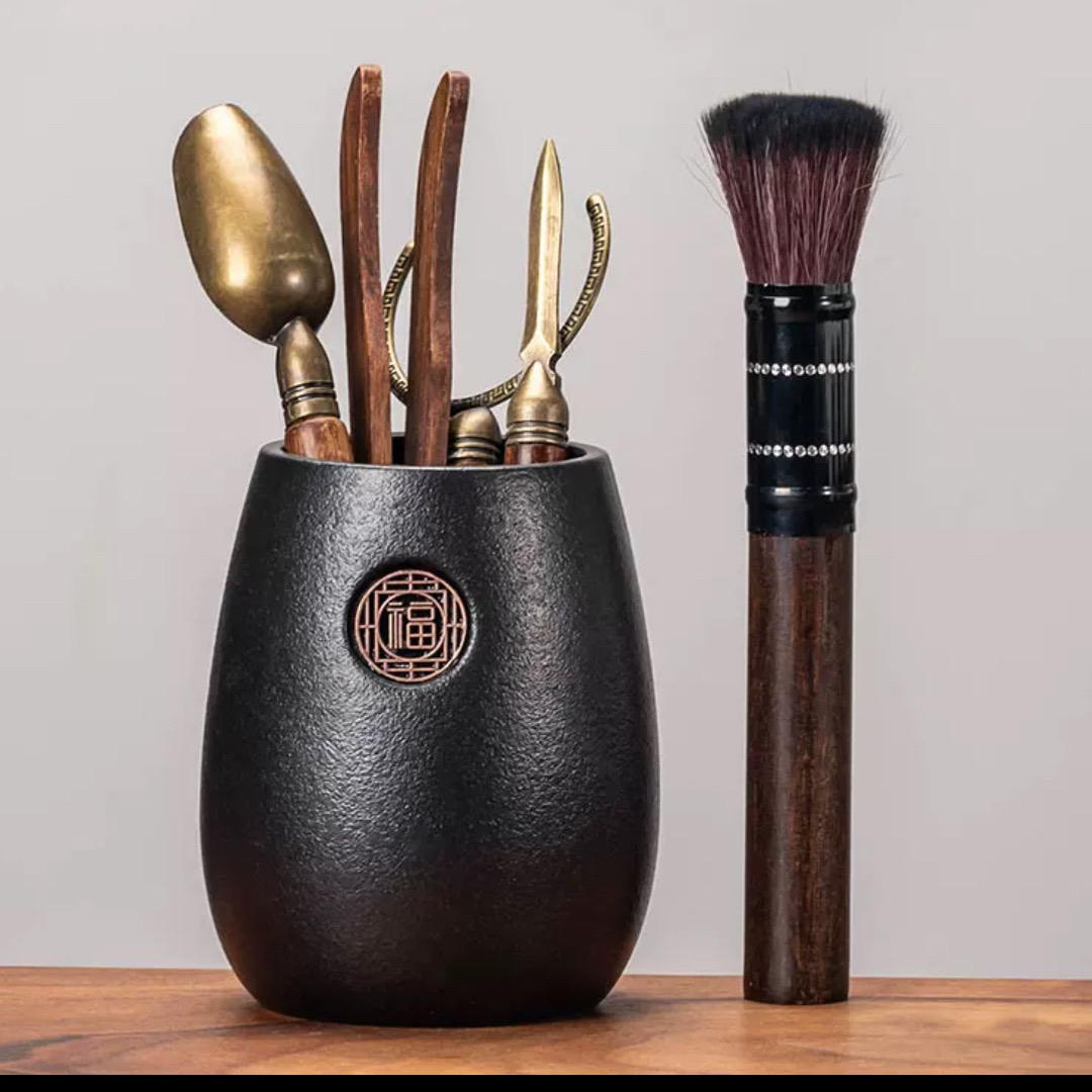 茶道六君子茶具茶台家用茶刀茶笔高档简约中式收纳筒茶叉