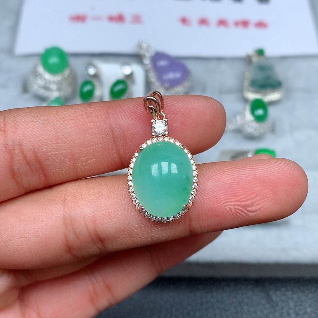 翡翠银S925镶嵌吊坠(赠链)116号