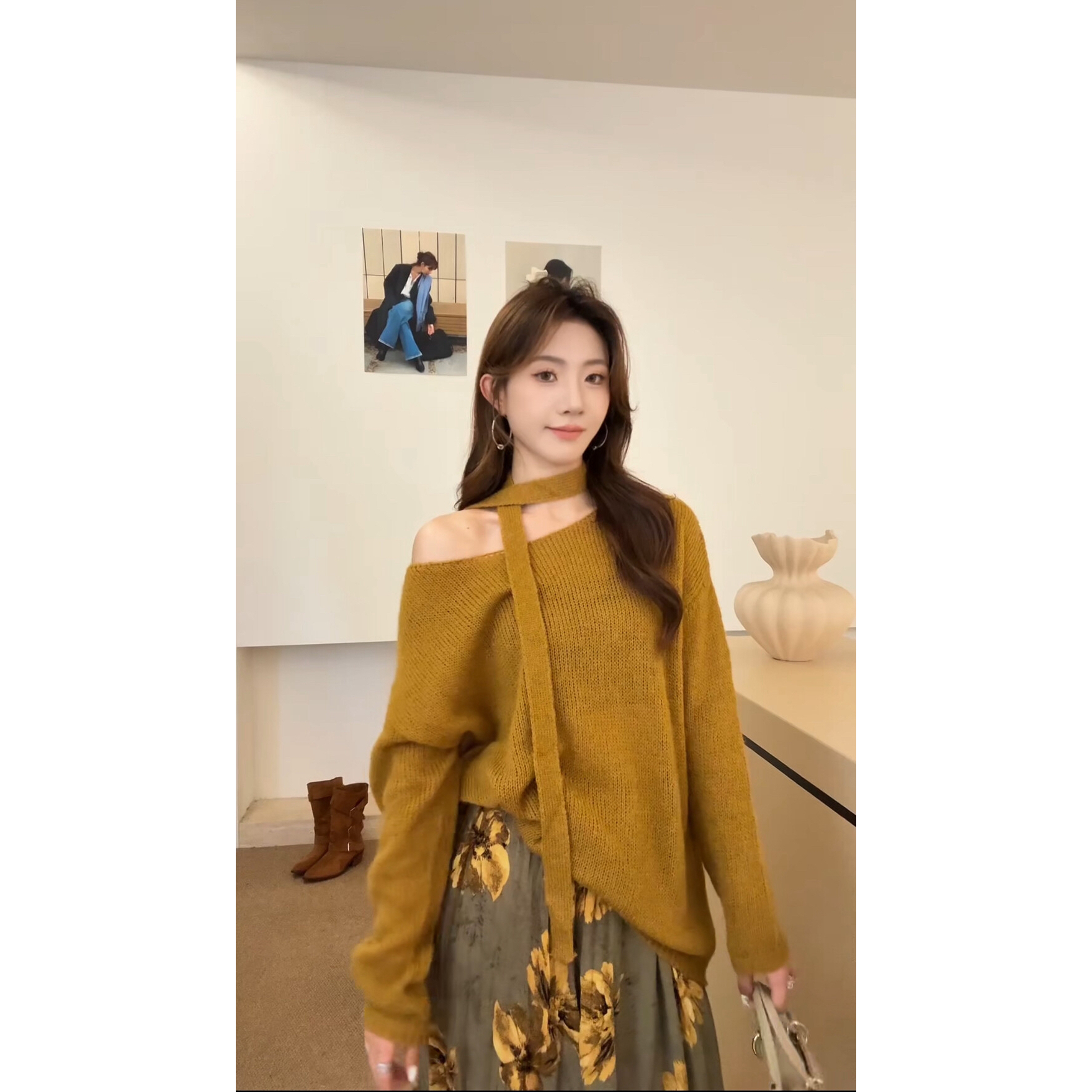【一叶知秋】秋冬复古慵懒显白毛衣+半裙气质保暖美拉德氛围22761#