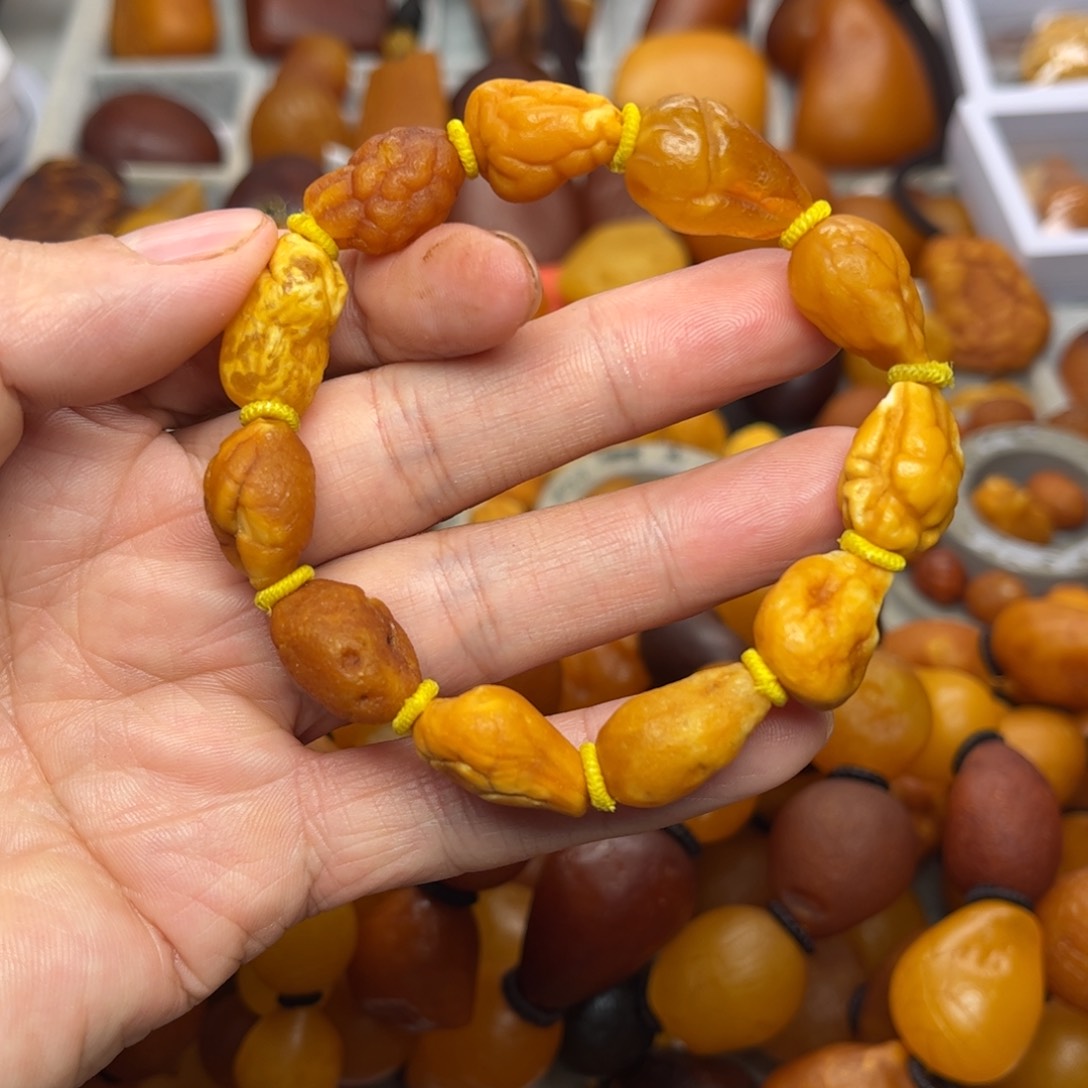 琥珀裸石未镶嵌天然蜜蜡手串