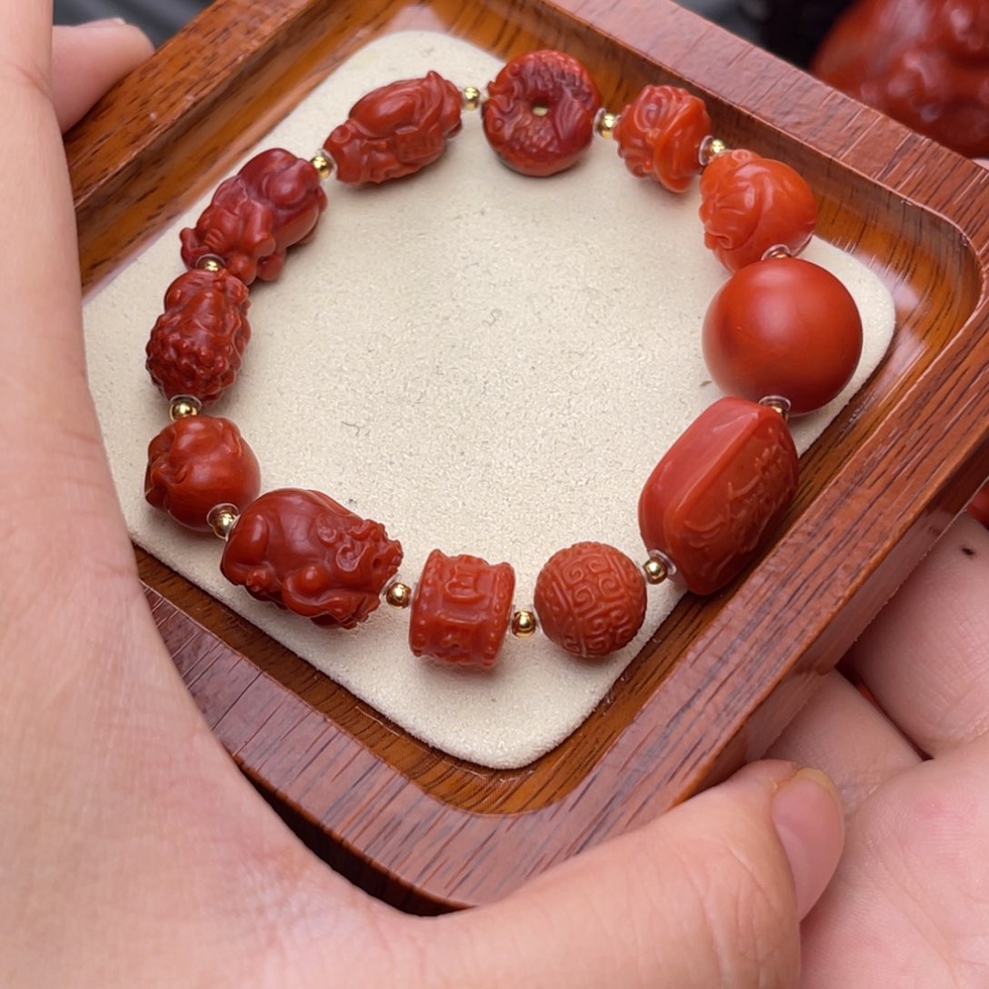南红玛瑙配饰银S925镀金镶嵌