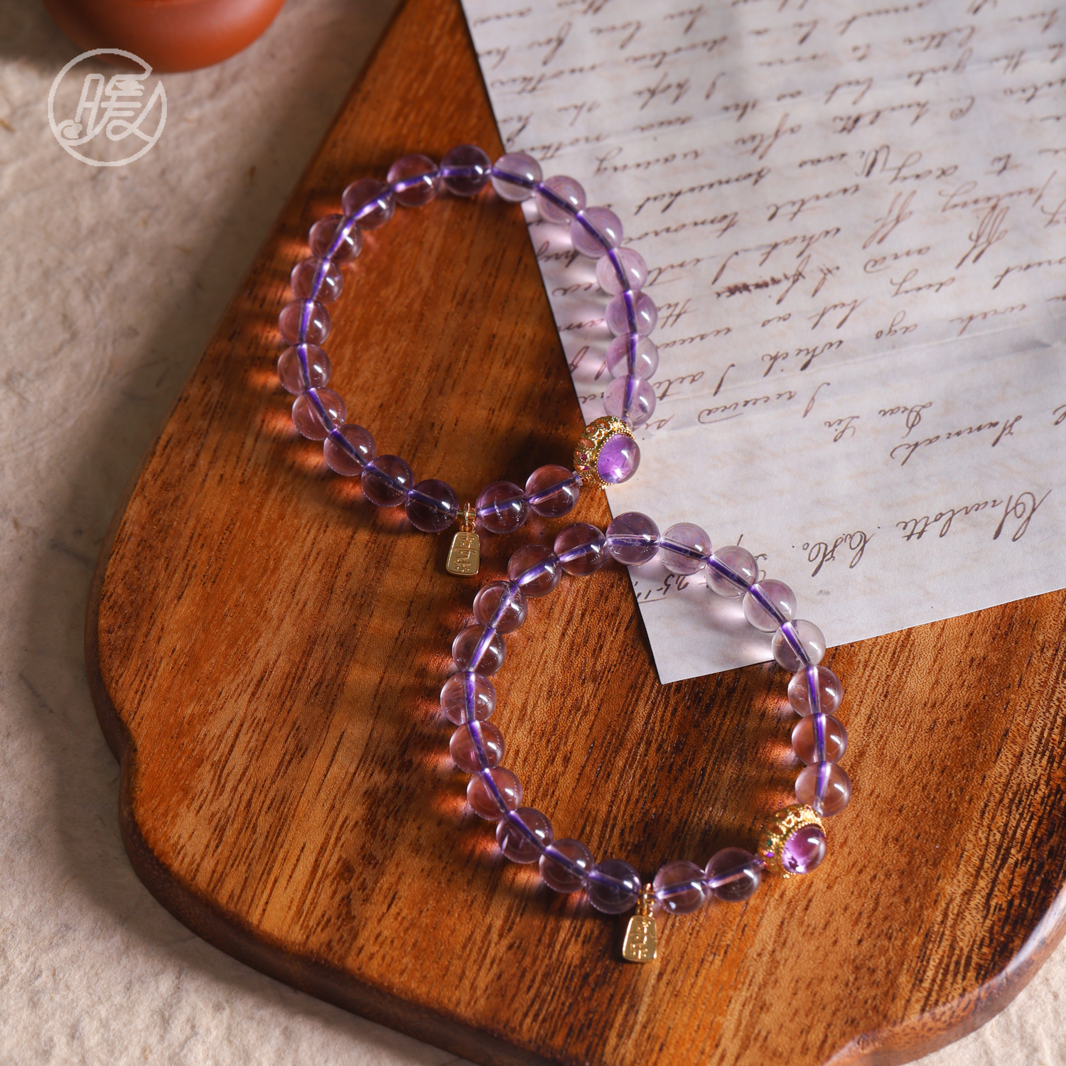 单圈紫水晶手串8mm搭配喜乐吊坠手链F4846多样性发一