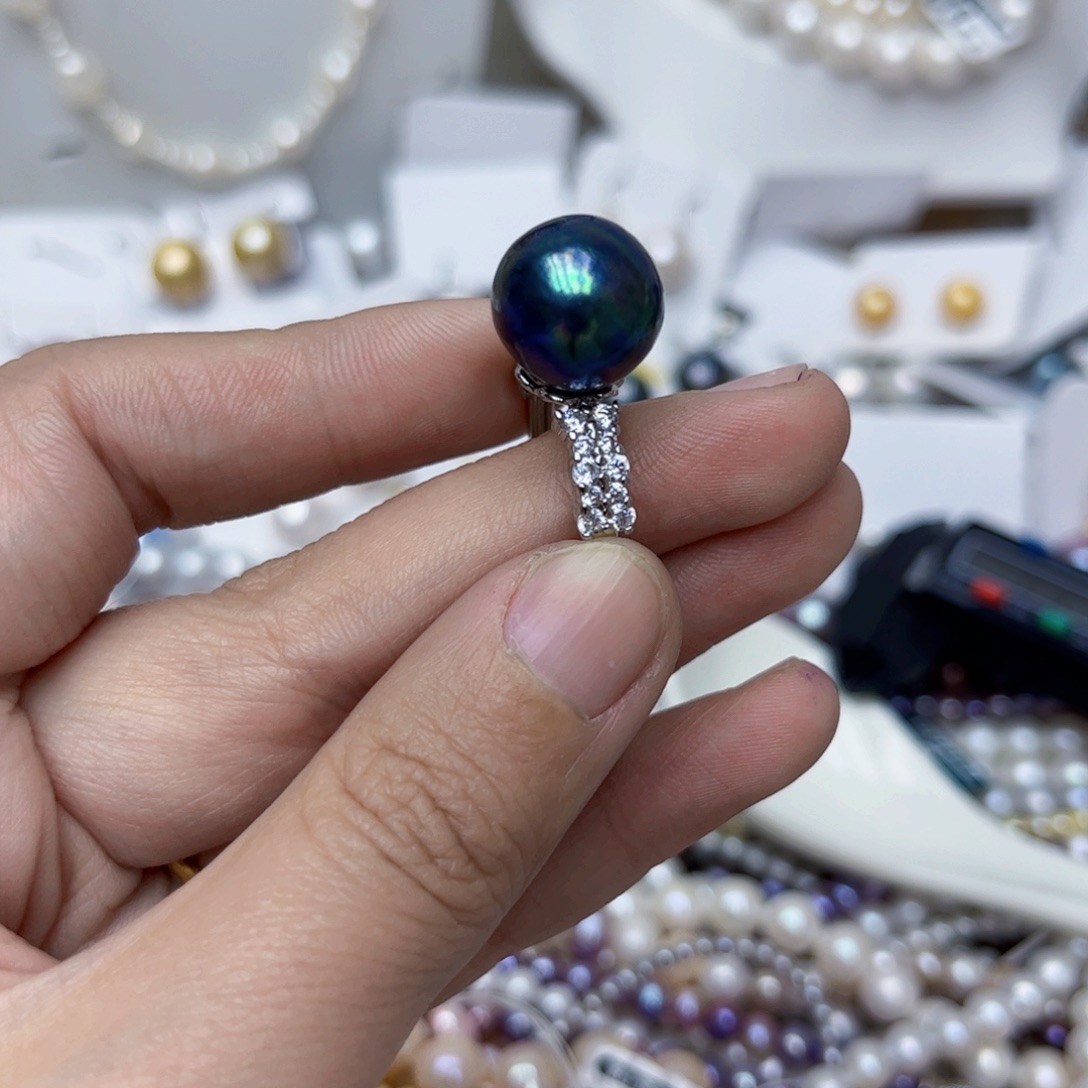 淡水珍珠戒指银S925镶嵌