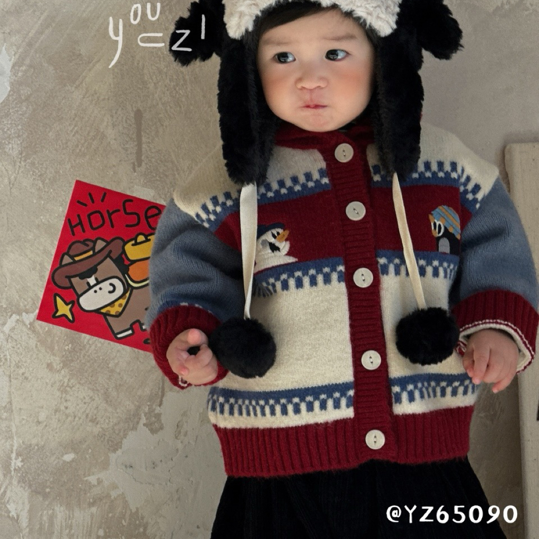 右子·2025年款 撞色毛衣开衫 YZ65090