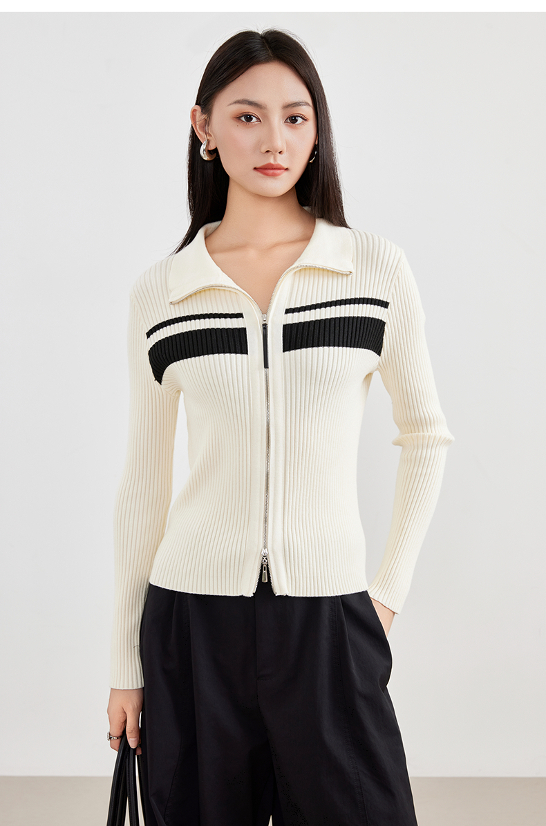 毛针织衫时尚开衫款秋冬长袖修身休闲YA25437W003