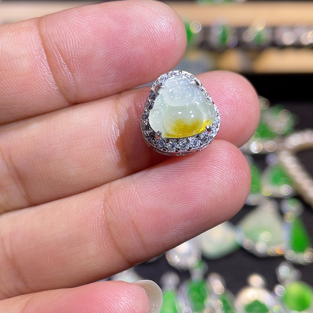 翡翠银S925镶嵌吊坠(不含链)