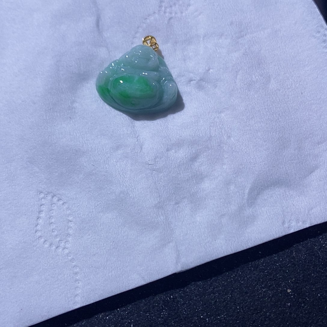 翡翠吊坠(不含链)18K金镶嵌