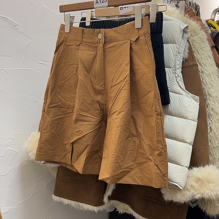棉今天新款 咖色中裤 M