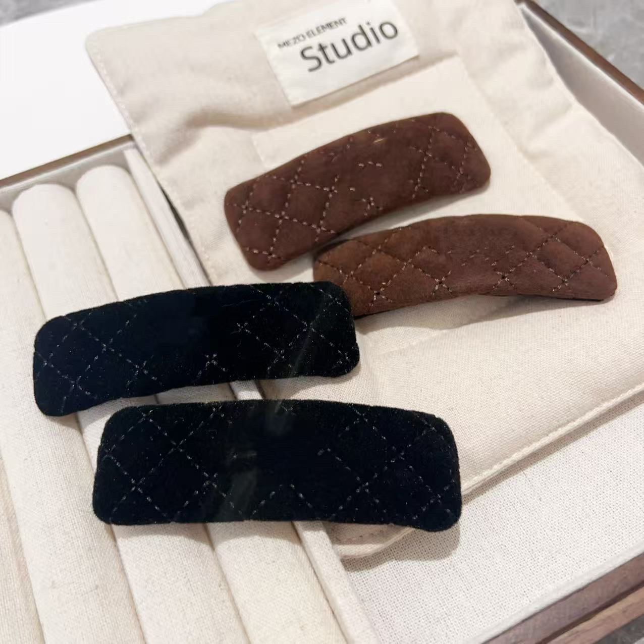 秋冬百搭通勤菱格纹BB侧边夹J2773