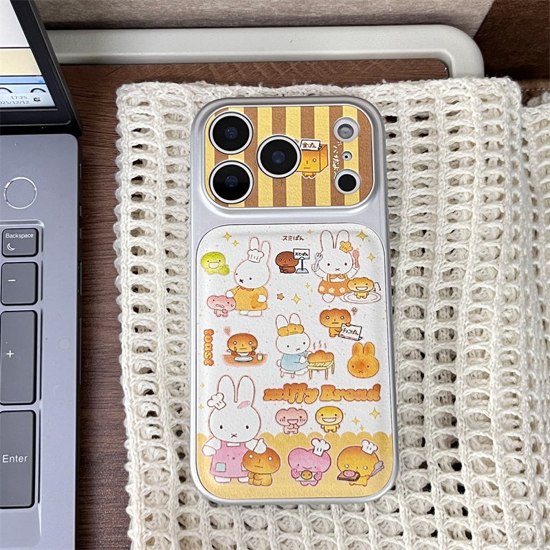 全包电镀皮纹烤焦面包米菲适用16promax手机壳iPhone17苹果15/14