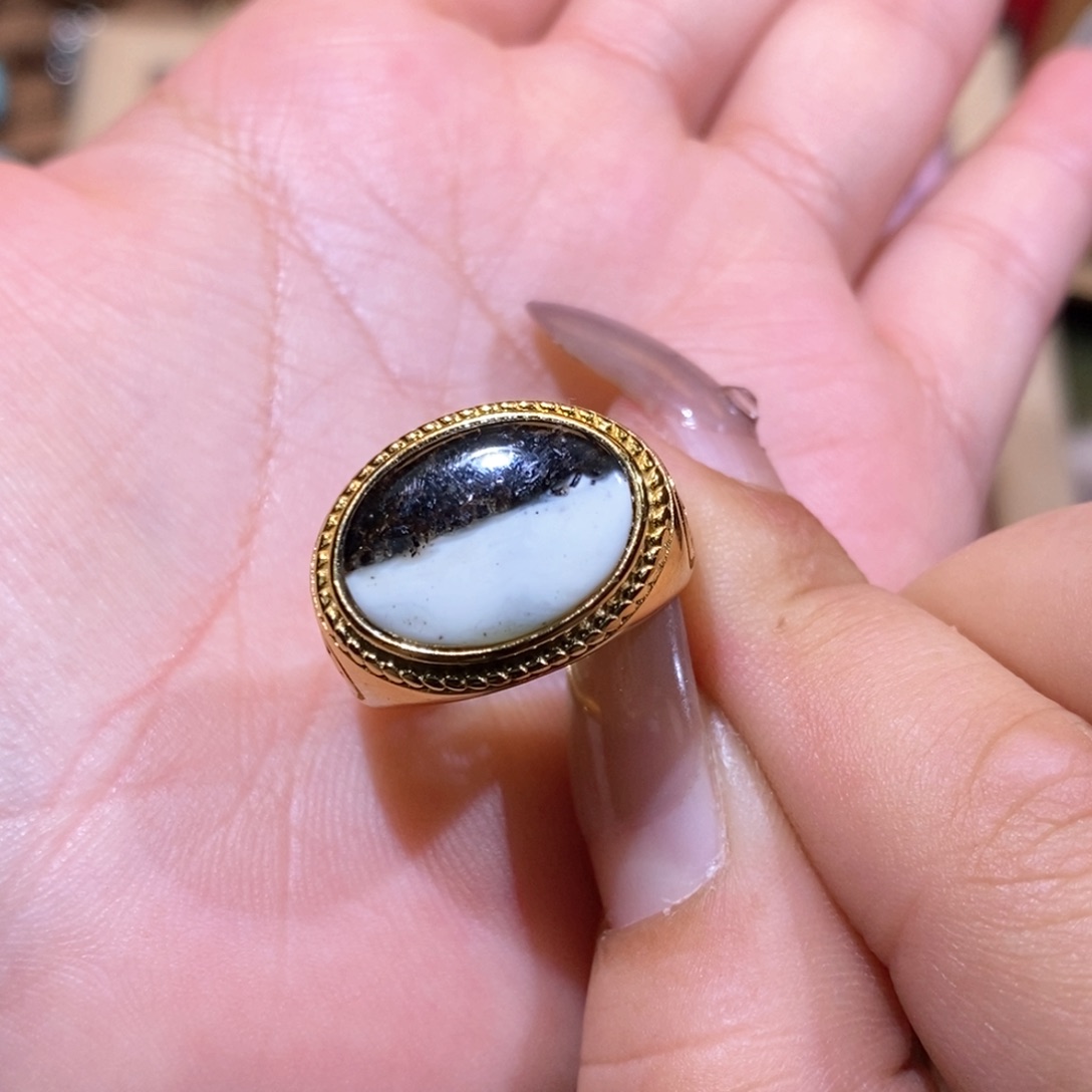 琥珀戒指银S925镀金镶嵌杨*戒指