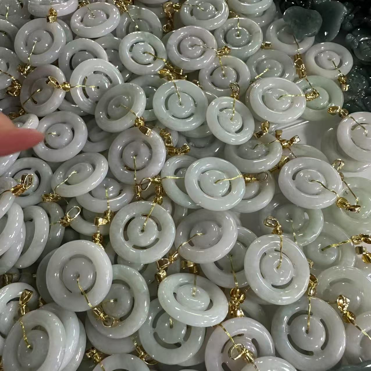 天然A货翡翠子母扣吊坠-d166-多样性发一