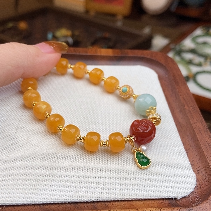 银***乐琥珀未镶嵌手链天然琥珀蜜蜡