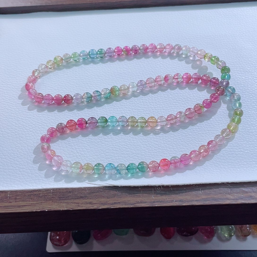 碧玺未镶嵌手链6mm左右