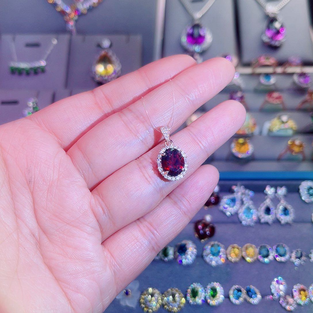 吊坠(赠链)银S925镶嵌石榴石