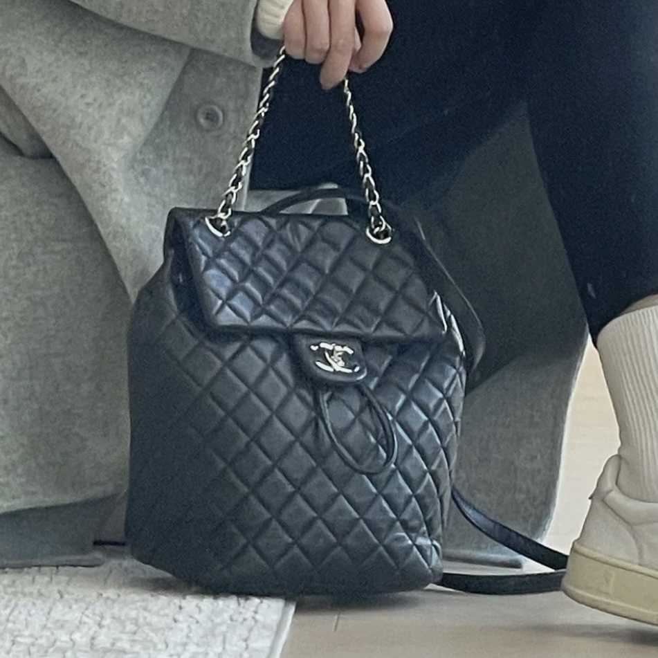 99新 Chanel/香奈儿 大吉中古/Chanel香奈儿黑银萨尔茨堡双肩包