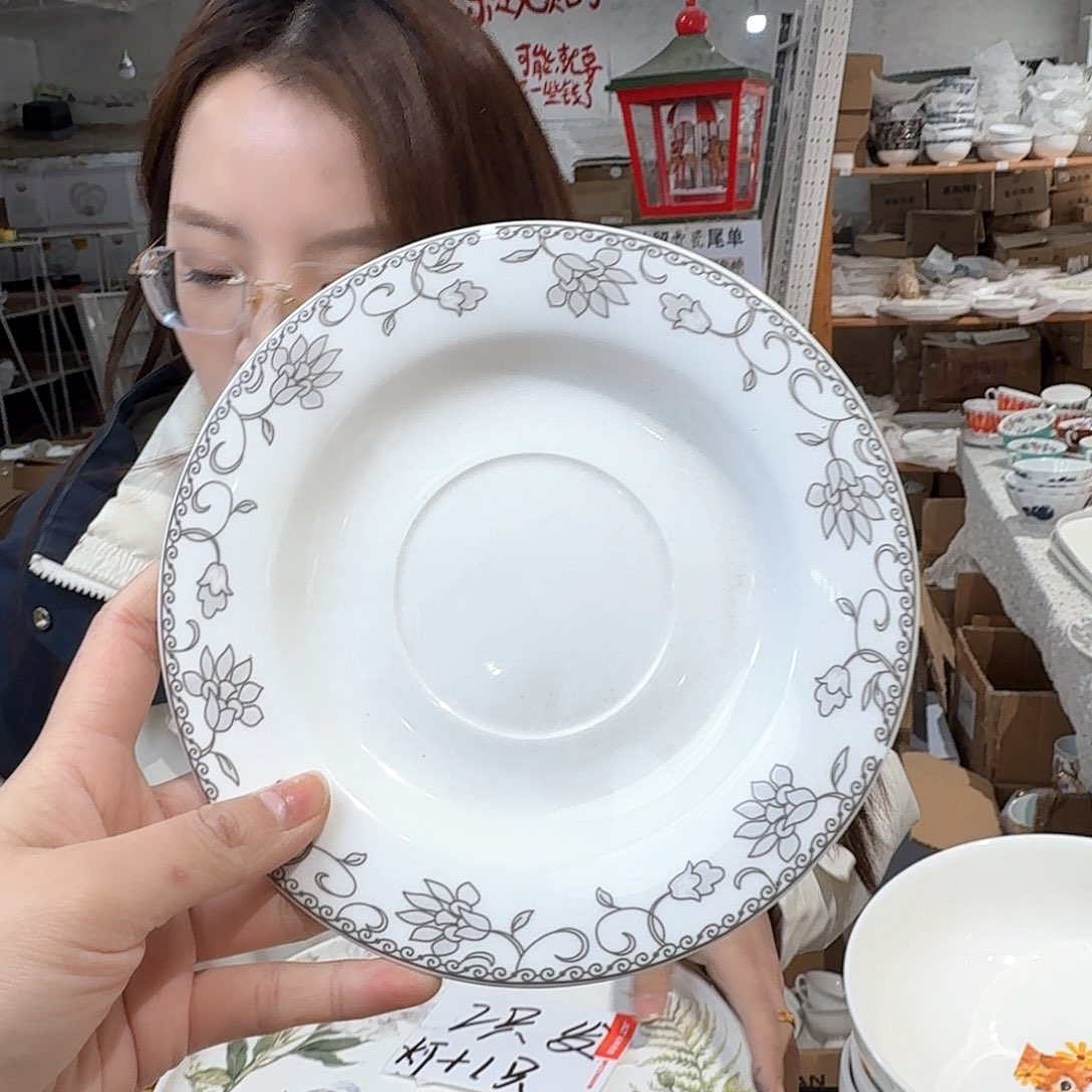 瓷6.5英寸盘16cm6个外贸尾单