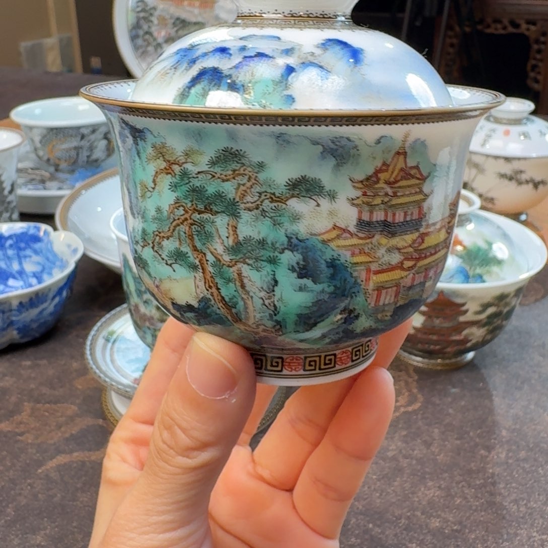 咖***️粉彩盖碗粉彩盖碗